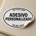 Adesivo Oval Personalizado | Texto e Cores à Escolha