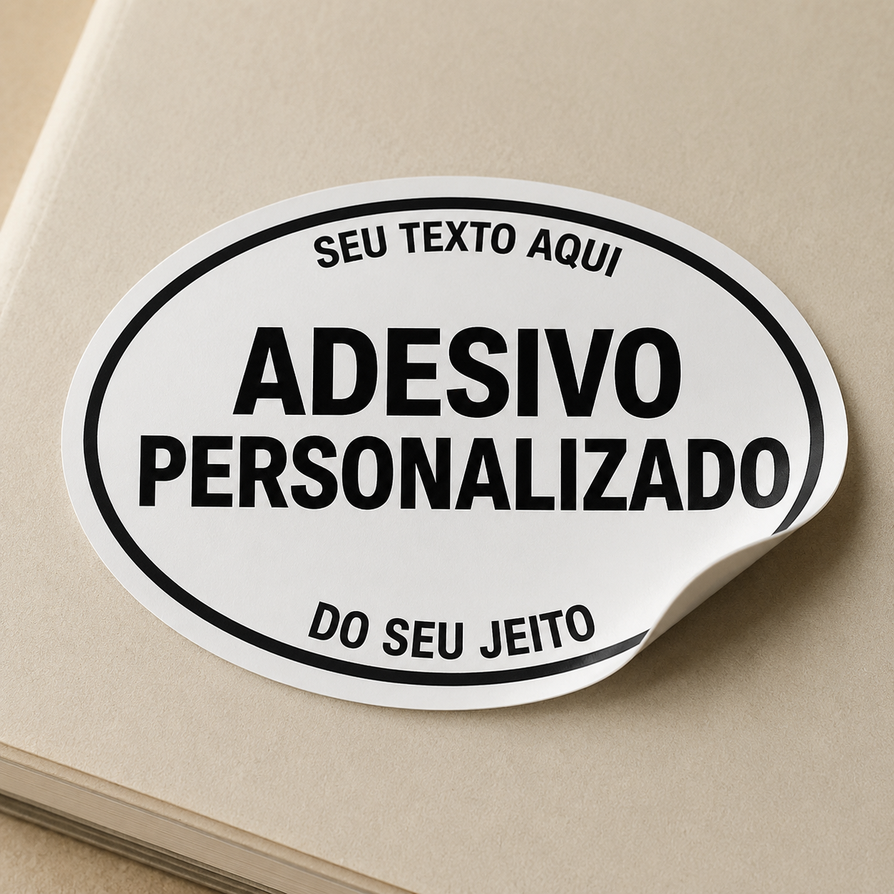 Adesivo Oval Personalizado | Texto e Cores à Escolha