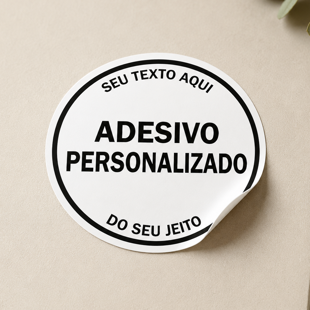 Adesivo Redondo Personalizado | Texto e Cores à Escolha