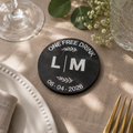 Ficha de Bebida com Iniciais e Data | Acrílico Personalizado para Casamento | Várias Cores
