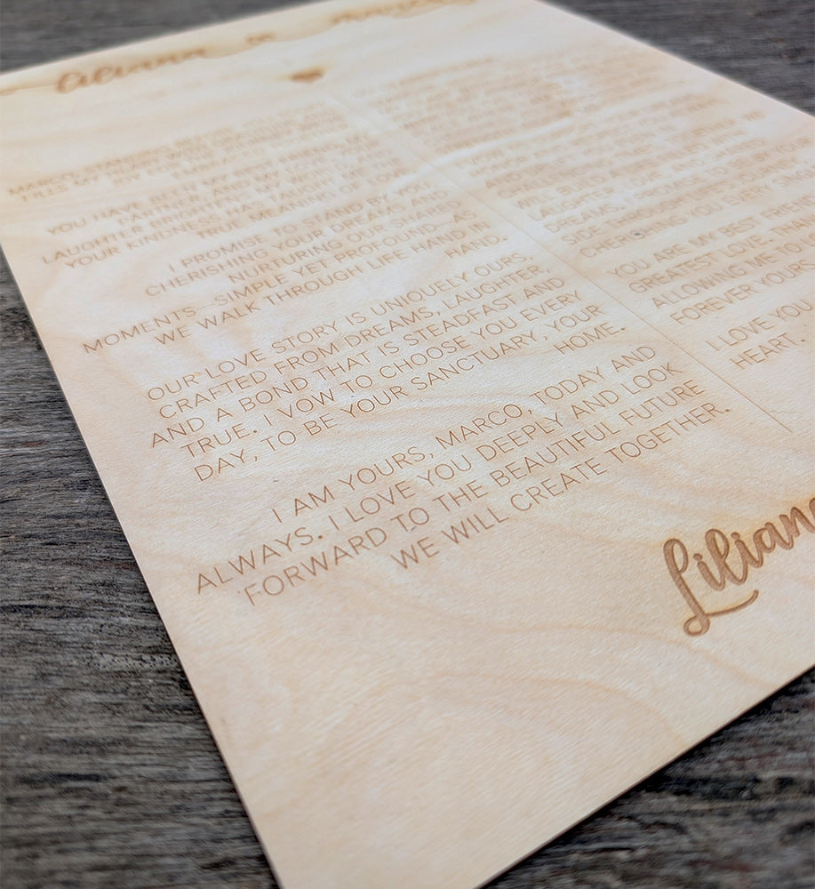 Placa de Votos em Madeira Gravada | Votos dos Noivos | Recordação de Casamento