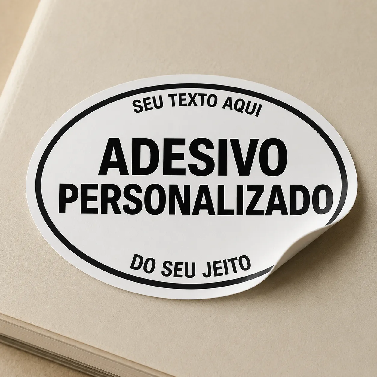Adesivo Oval Personalizado | Texto e Cores à Escolha