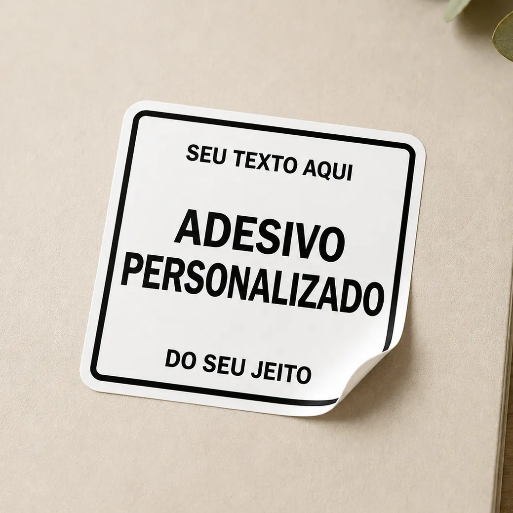 Adesivo Quadrado Personalizado | Texto e Cores à Escolha