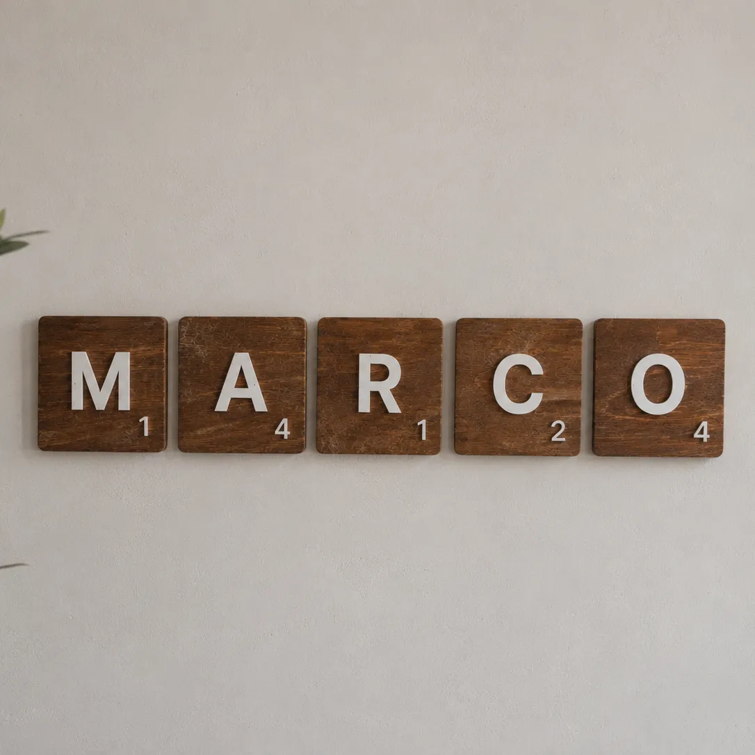 Letra Decorativa Estilo Scrabble em Madeira | Decoração de Parede Personalizada